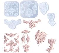 5X Silicone Baroque Style Curlicues Scroll Lace Jewelry Resin Casting Epoxy Mold, Sugar Craft DIY Clay Wax Mould Cake Cupcake Topper Decor