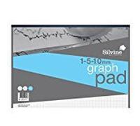 5X Silvine Student Graph Pad 90gsm 1mm 5mm 10mm Grid 50 Sheets A3 Ref A3GP1510, 0.60 x 29.40 x 41.80 cm
