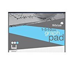 5X Silvine Student Graph Pad 90gsm 1mm 5mm 10mm Grid 50 Sheets A3 Ref A3GP1510, 0.60 x 29.40 x 41.80 cm