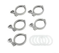 5X Single Pin Tri Clamp 2 Inch Heavy Duty Ferrule - 304 Stainless Steel Sanitary Fitting with Silicone Gaskets, for Food Beverage Processing - 64mm