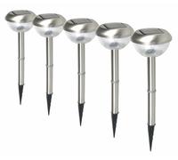 RANEX 5x Solar Outdoor Led Garden Lights Pins Brushed Stainless Steel & Plastic