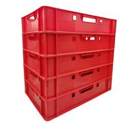 5x Stackable Box Red Plastic E1 Storage Box Storage Containers Transport Box