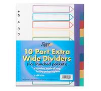 5x Tiger A4 10 part extra wide dividers for punched pockets x 1 set/pack