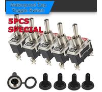 5X Toggle Switch for Automotive, Marine, and Industrial Use - Heavy Duty 15A 250V Spst Waterproof On/Off Power Control with Metal Construction and 2 Terminal Pins
