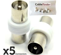 5x TV Aerial Cable Coupler Adapters Male to Plug Joiner RF Coaxial Coax Barrel