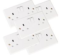 5x Twin Double UK Mains Wall Plug Socket 1 Gang 240V 13A Power Face Plate Outlet