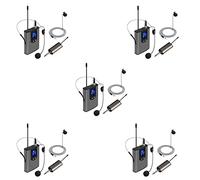 5X UHF Portable Wireless Headset/Lavalier Lapel Microphone with Bodypack Transmitter and Receiver 1/4 Inch Output