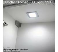 5X Ultra-Slim Aluminium Under Cabinet Kitchen Lights With Driver Kit - Natural White Led
