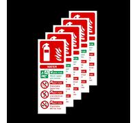 5x Water Fire Extinguisher ID 85x210mm Rigid Plastic Signs