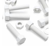 5X White PP Hex Head M16 x 65 mm Plastic Bolts, Nuts & Washers, Anti-Corrosion, Chemical Resistant