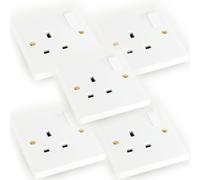 5x White Single UK Mains Wall Plug Socket 1 Gang 240V 13A Power Plate Outlet