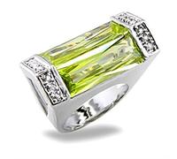 5X006 - Rhodium Brass Ring with Synthetic Spinel in Peridot, Metal, No Gemstone