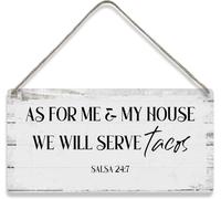 5x10 Inch As For Me And My House, We Will Serve Tacos Quote Sayings Home Wall Decor Wooden Signs Rustic Farmhouse Hanging Wall Plaque Sign Gift