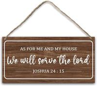 5x10 Inch Christian Home Decor Wood Hanging Plaque,As For Me And My House We Will Serve,Religion Gifts For Women Men Bible Verse Sign Scripture Wall Art For Bedroom Kitchen Housewarming Gift
