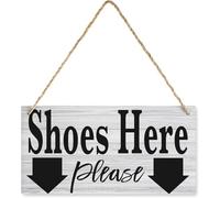 5x10 Inch Decor Wooden Sign Shoes Here Please Sign With Arrows Pointing To Shoe Bin Rack Wall Decor farmhouse Wood Hanging Wall Plque Decorative For Bathroom Gift For Home