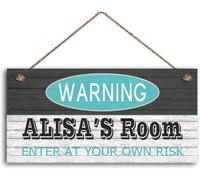 5x10 Inch Entryway Door Hanging Wooden Signs Personalized Warning Signs Enter At Your Own Risk Customized Boys Room Wall Art For Home Decor