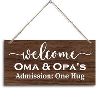 5x10 Inch Funny Welcome To Oma And Opa'S Wood Decor Sign, Hanging Printed Wooden Plaque Decor, Rustic Home Decor Sign, Hanging Home Decor Sign, Welcome Sign, Rustic Farmhouse Wall Decor Sign