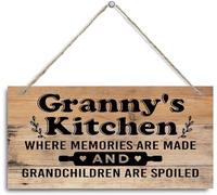 5x10 Inch Granny'S Kitchen Sign - Where Memories Are Made And Grandchildren Are Spoiled, Granny Home Decor For Kitchen, Decorative Hanging Wall Plaque Wood Sign, Mother'S Day Gift For Granny Grandma