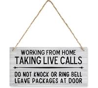5x10 Inch Hanging Wooden Plaque Wall Art Decorative Working From Home Taking Live Calls Do Not Disturb Funny Sign Rustic Wood Plaque House Decor For Front Door Porch Room, Playroom Decoration