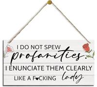 5x10 Inch I Do Not Spew Profanities Sign, Funny Wood Sign, Hanging Printed Wooden Plaque Decor, Farmhouse Wall Door Decor, Women Office Decor, Girls Room Decor, Novelty Gift For Friends Boss Lady