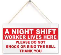 5x10 Inch Night Shift Worker Do Not Disturb Hanging Plaque Keep Plastic Door Sign