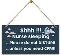 5x10 Inch Nurse Sleeping Sign,Nurse Office Door Hanger,Do Not Disturb Sign,Decor Wood Hanging Wood Plaque,Nurse Office Wall Decor,Funny Gift For Medical Student,Nursing Students,Night Shift Workers