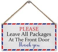 5x10 Inch Package Delivery Sign,Please Leave All Packages At The Front Door Wood Wall Decor,Delivery Driver Thank You,Rustic Wooden Sign Plaque Wall Hanging For Porch Carport Office