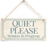 5x10 Inch Please Session In Progress Functional Small Office Home Treatment Room Hanging Wood Plaque Door Sign