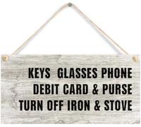 5x10 Inch Rustic Wood Sign Vintage Wall Plaque Don'T Forget Keys Glasses Phone Distressed Look Decorative Sign Wall Pediments Hanging Art Plaque Decor For Door Gate Porch farmhouse Welcome Sign