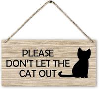 5x10 Inches Don't Let Cat Out White Wood Sign - Cat Lover Christmas Decor