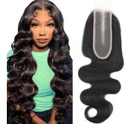 5x15cm Real Human Hair Clear Lace Closure Body Wave Skin Like 16 Inch 100% Unprocessed Human Hair Middle Parting Kim-K Closure Brazilian 5x15cm Body Wave HD Closure