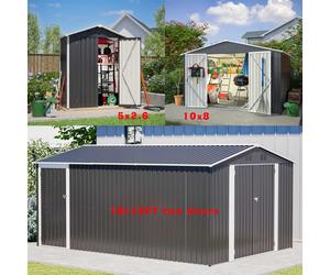 (5X2.6FT, Anthracite) Birchtree Steel Apex Garden Shed | Metal Garden Tool Shed