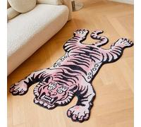 5x3.3ft Tibetan Tiger Area Rug Tufted High Pile XLarge Indoor Machine Washable Carpet with Nonslip TPR Backing - Bedroom, Bathroom, Living & Dining Room Home Décor, Pink