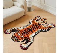 5x3.3ft Tufted Tibetan Tiger Rug - Extra Large High-Pile Washable Area Carpet with Nonslip Backing for Bedroom, Bathroom, Living Room, Dining Room, Kids Room, or Dorm