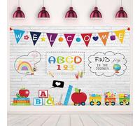 5x3 FT ABC 123 White Brick Wall Welcome Back to School Photo Backdrop Find Joy in The Journey Preschool Photography Background Baby Shower First Day Party Banner Decoration Polyester