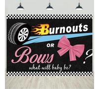 5x3ft Burnouts or Bows Gender Reveal Backdrop What Will Baby Be Pink or Blue Photography Background He or She Gender Reveal Party Decorations Banner Photo Studio Props