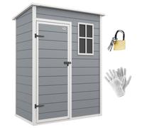 5x3ft Garden Shed with Floor Lockable Door Window Vent Outdoor Storage Grey