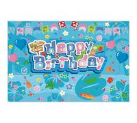 5x3ft Happy Birthday Backdrop, Tropical Hawaiian Cartoon Party Backdrop for Kids Birthday Decorations Baby Shower Photo Booth Prop