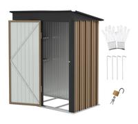 Outsunny 5x3ft Metal Garden Shed Lockable Brown with Foundation Kit | Outdoor Metal Shed, Gloves, Patio Tool Storage, Adjustable Shelf, Pent Roof, Lock and Gloves