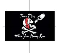 5x3ft Pirates Time Flies When You're Having Rum Flag Halloween Treasure Hunt Kids Banner Table Cover Party Decorations