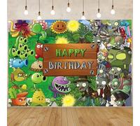 5x3ft Plants vs Zombies Birthday Party Backdrop Banner, Game Theme Decorations Photo Background Props