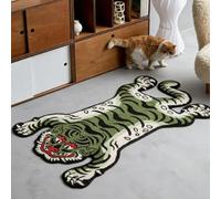 5x3ft Tibetan Tiger Tufted Rug for Living Room, Soft Fun Rugs for Bedroom Aesthetic,Washable Carpet with Nonslip TPR Backing,Home Decor (Green)