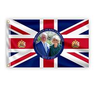 5x3FT Union Jack Flag New King Charles III Queen Consort Camilla British Monarch Sovereign Coronation Celebration Britain Flag Garden Street Pub Outdoor Decorations