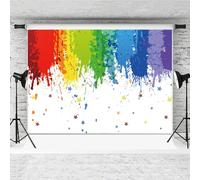 5x3ft White Paint Splatter Background Abstract Art Paint Birthday Party Colorful Graffiti Wall Let's Paint Party Photography Photo Studio Supplies