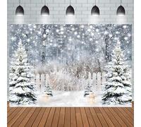5x3FT Winter Backdrop Glitter Snowy Forest Pine Tree Photography Background Family Kids Portrait Photoshoot Christmas Xmas Holiday New Year Party Decorations Banner Photo Booth Props