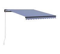 vidaXL Manual Retractable Awning 300x250cm Blue and White Outdoor Arm Awning
