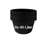 5x40 Litre Mortar Bucket Construction Bucket Mortar Tub Cement Pots Round Tuppen