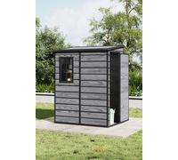 5x4FT Outdoor Plastic Garden Tool Shed - Waterproof Sloped Roof, Lockable Door, Wood Grain Effect (Grey) Living and Home Grey One Size