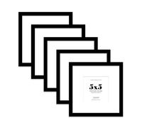 5x5 Black Picture Frame with Mount for 3x3 Photos, Prints - Modern Square Wall Frame, Set of 5
