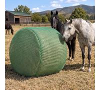 5x5 FT Round Bale Hay Net for Horses 1.57 Inch Hole Slow Feed Hay Net | Heavy Duty Knotless Slow Feeder Hay Nets for Horses Goats Cattle Helps Reduce Hay Waste（Green）